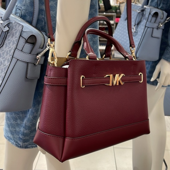 Michael Kors Reed Small Dark Cherry Leather Center Zip Belted Satchel Purse 
NWT - Picture 4 of 16